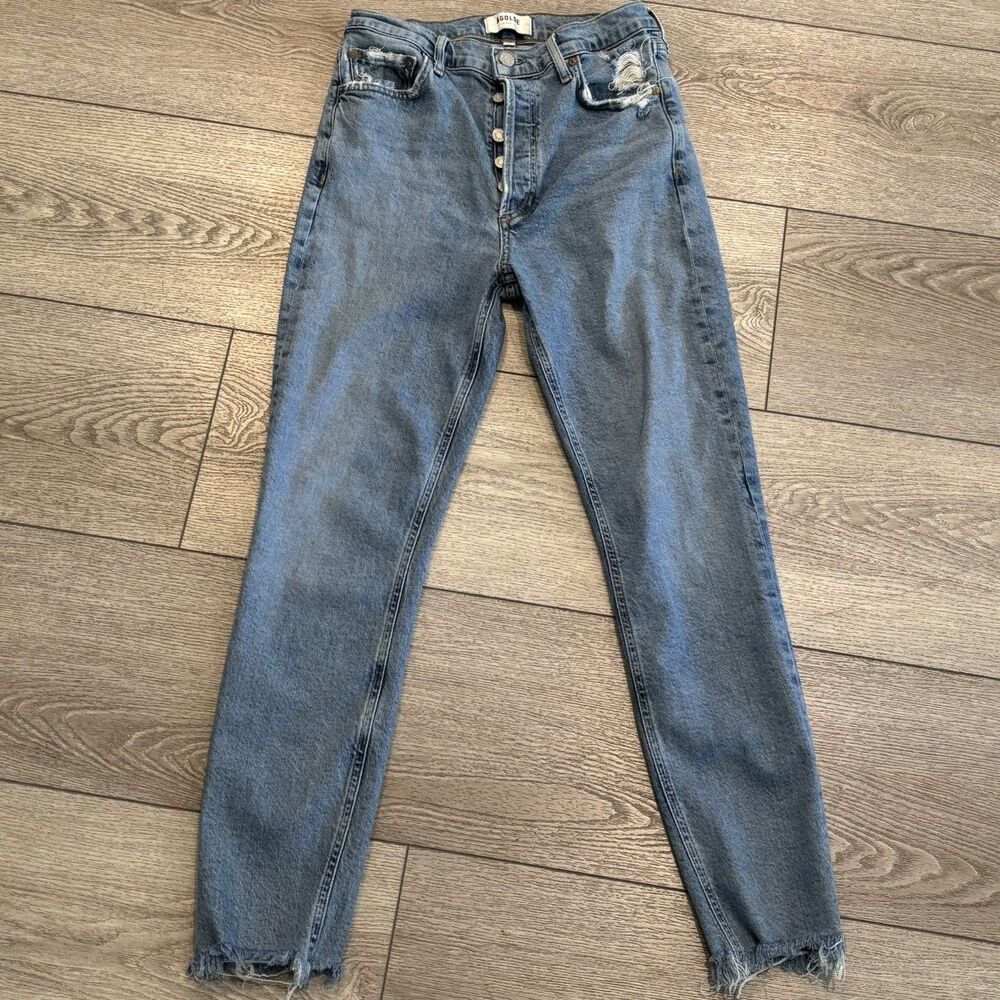 AGOLDE Button Fly Jeans Los Angeles Women's Size 26 Light‎ Wash Distressed